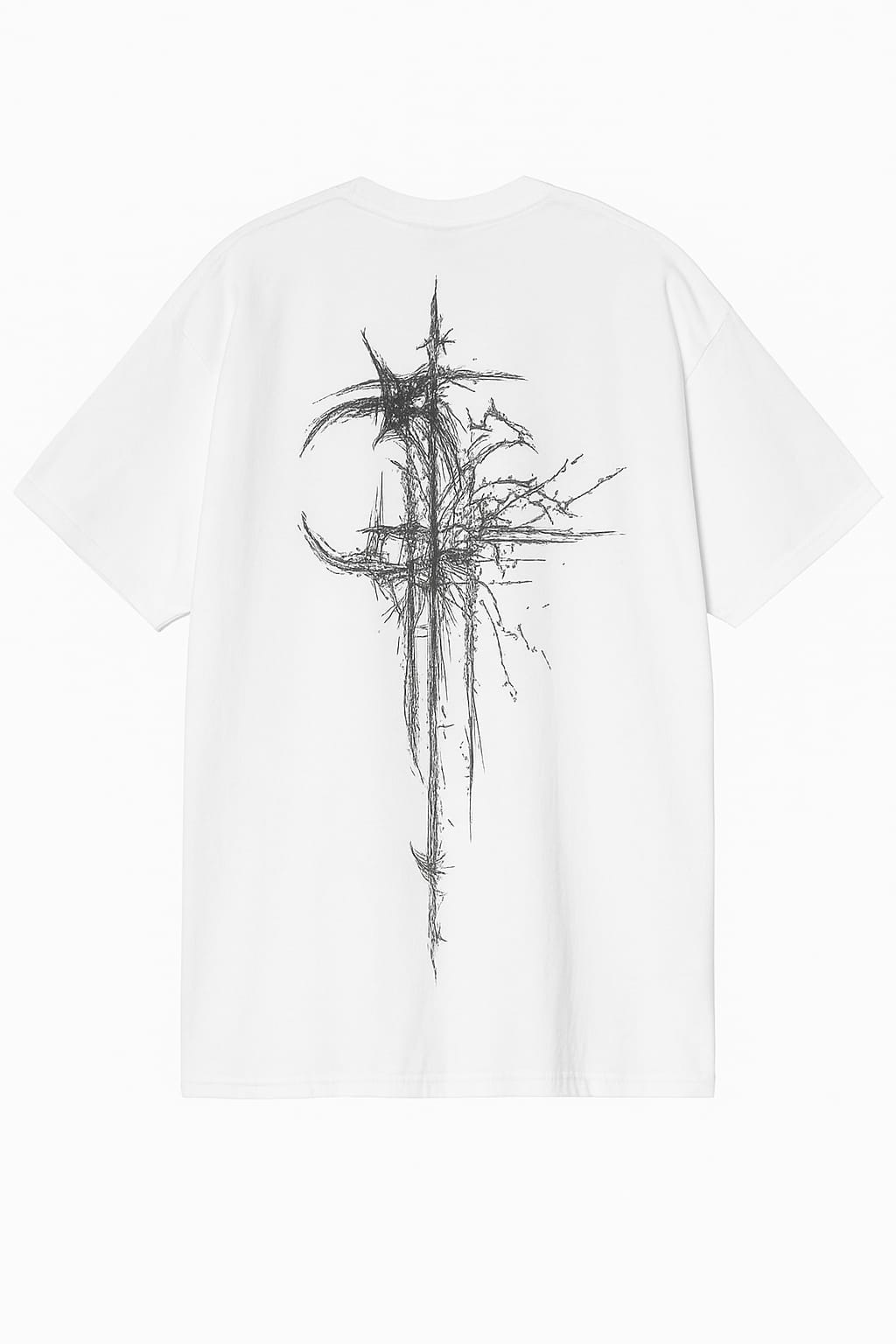 Oversized Gothic Cross Graphic T-Shirt – 100% Cotton