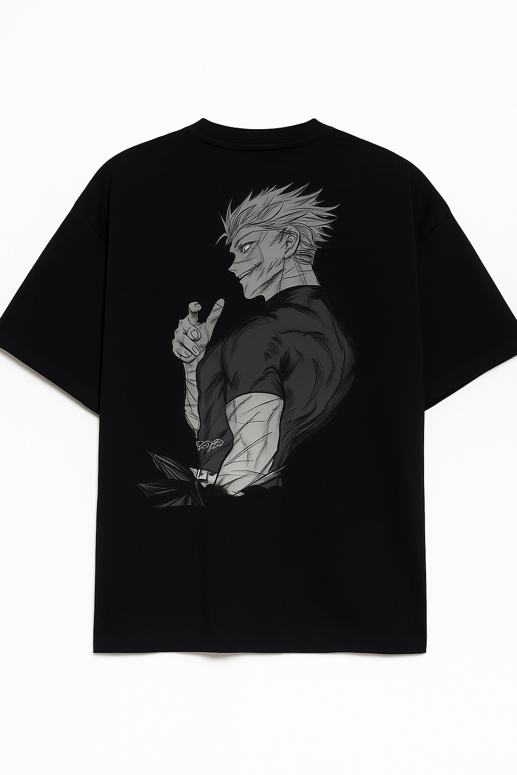 Oversized Black T-Shirt – Gojo Satoru (Jujutsu Kaisen Back Print)