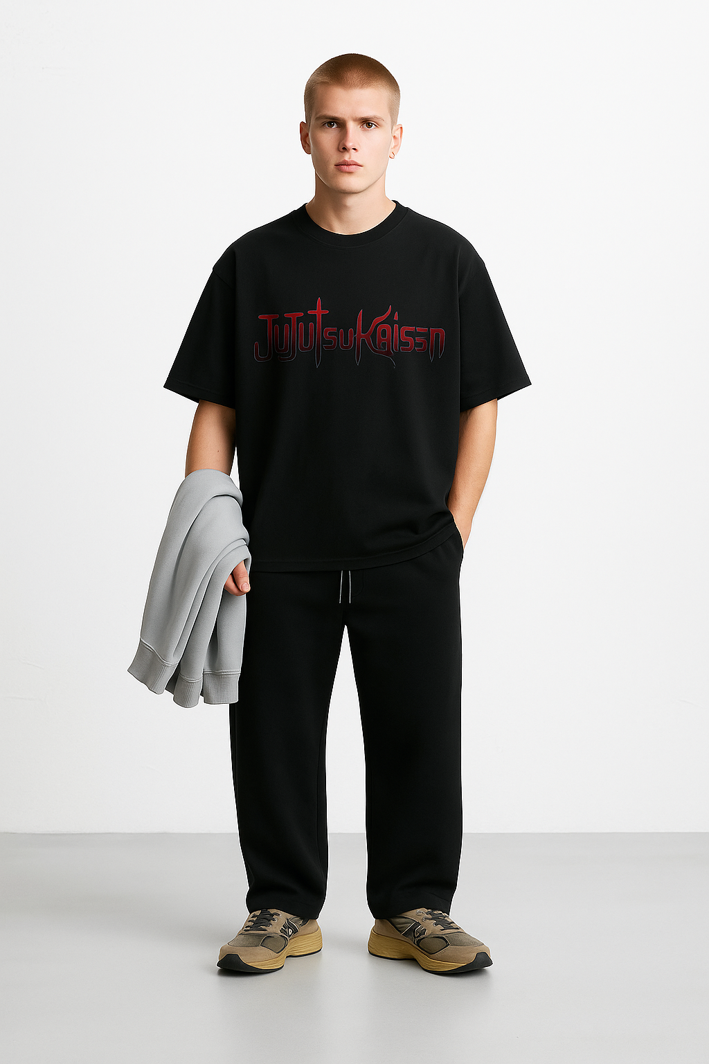 Oversized Black T-Shirt – Gojo Satoru (Jujutsu Kaisen Back Print)