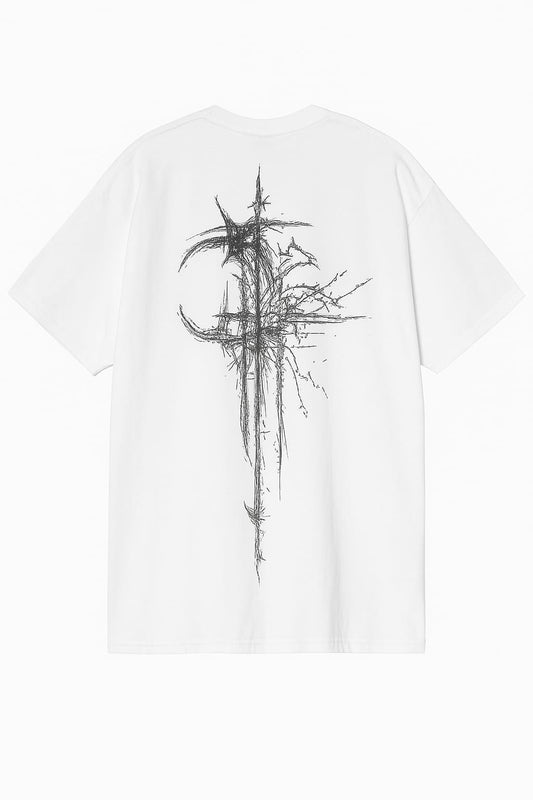 Oversized Gothic Cross Graphic T-Shirt – 100% Cotton