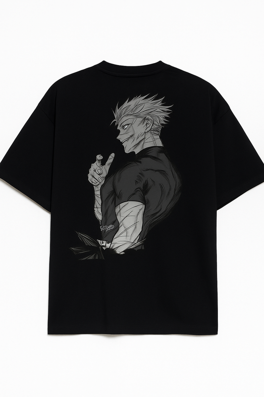 Oversized Black T-Shirt – Gojo Satoru (Jujutsu Kaisen Back Print)